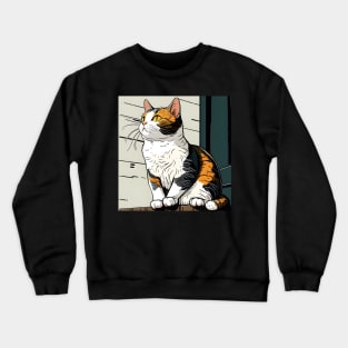 Cat Sitting By The Window - Happy Cute Cats Crewneck Sweatshirt